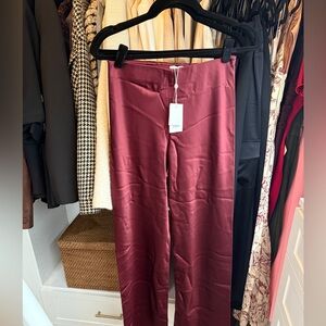 Cami NYC Satin Burgundy Trousers